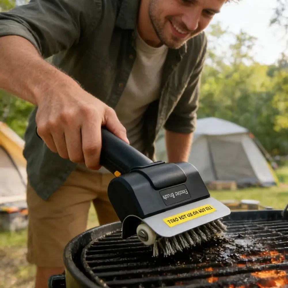 Escova Limpadora de Grelha Grill Churrasqueira Elétrica Recarregável